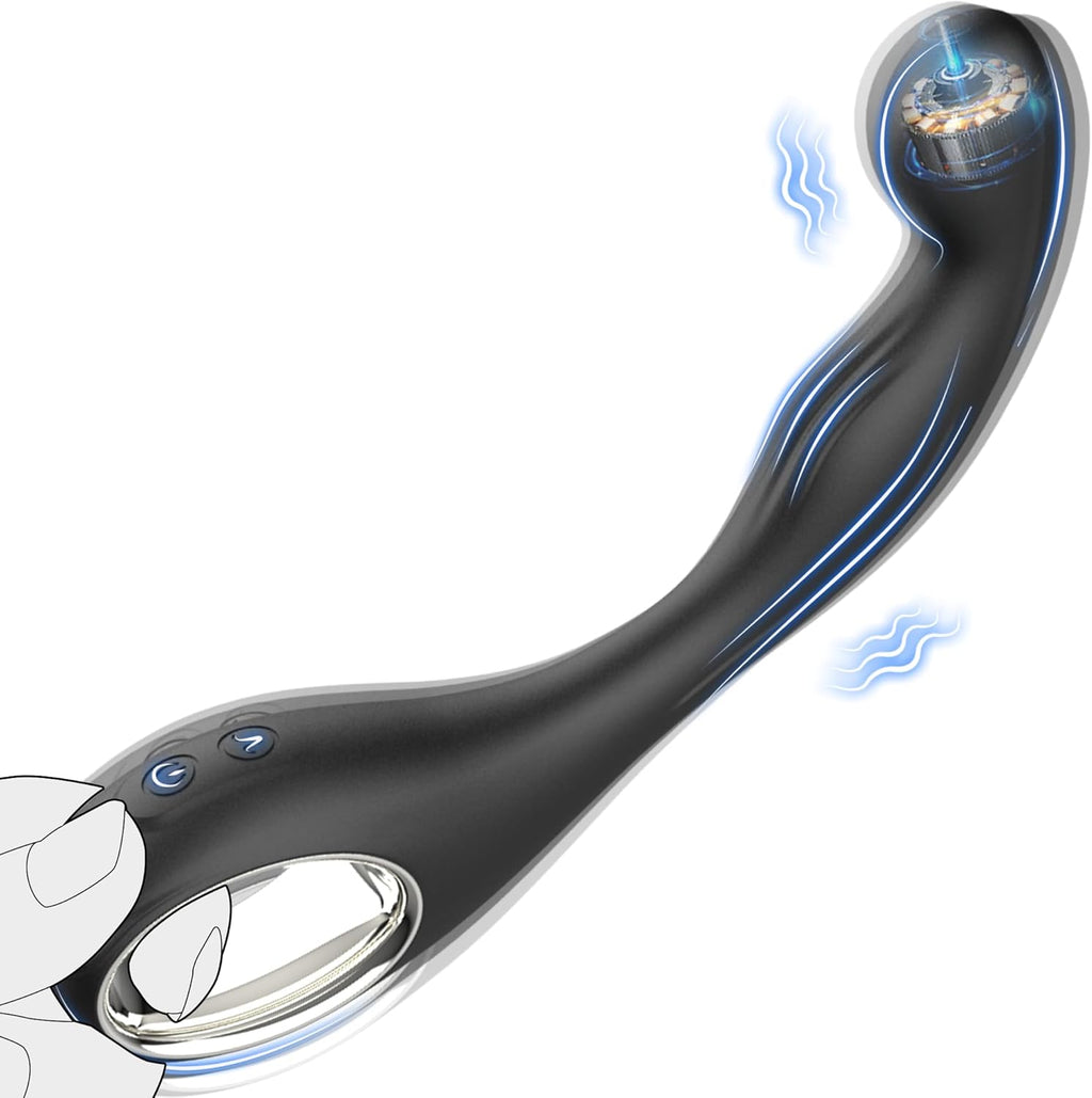 Prostate Vibrator with 10 Vibration Modes, Male Prostate Massager & Women G Spot Vibrator, Vibrating Butt Plug Dildo with Hollow Ring Design, Anal Toys Stimulator for Couple, Waterproof Sex Toy, Black