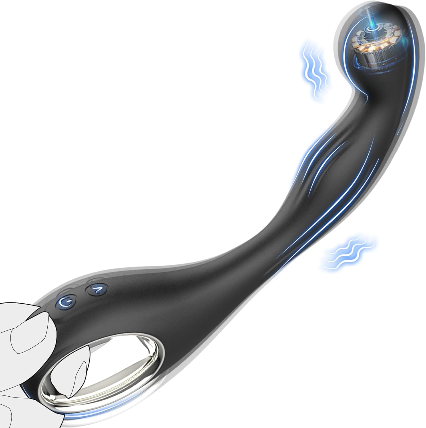 Prostate Vibrator with 10 Vibration Modes, Male Prostate Massager & Women G Spot Vibrator, Vibrating Butt Plug Dildo with Hollow Ring Design, Anal Toys Stimulator for Couple, Waterproof Sex Toy, Black