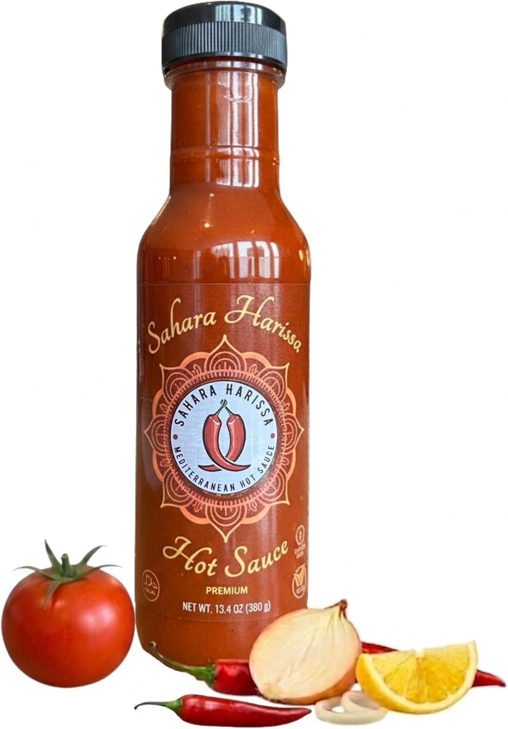 Sahara Harissa – Mediterranean Hot Sauce, Medium Heat Chili Pepper Sauce, 12 oz