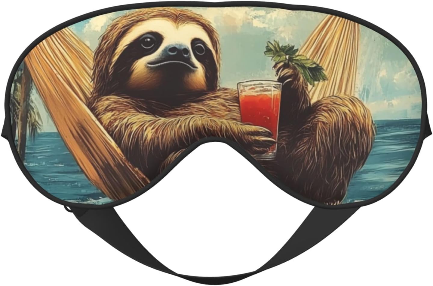 Generic Cute Sloth Print Sleep Mask Soft Comfort Elastic Blackout Eye Mask for Full Night's Sleep Travel and Nap