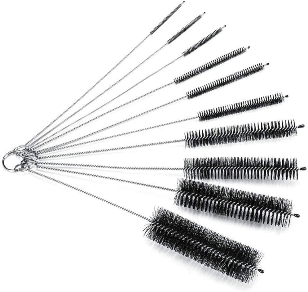 AKOAK 8.2 Inch Nylon Tube Brush Set Pipe Cleaning Brushes for Drinking Straws Glasses Keyboards Jewelry Cleaning,Set of 10