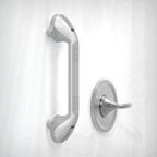 17-inch Suction Shower Grab Bar with Indicators, Tool-Free Installation, Steady Handle for Balance Assist for Bathtub,Bathroom,Toilet, Dual Tone Silver/Grey