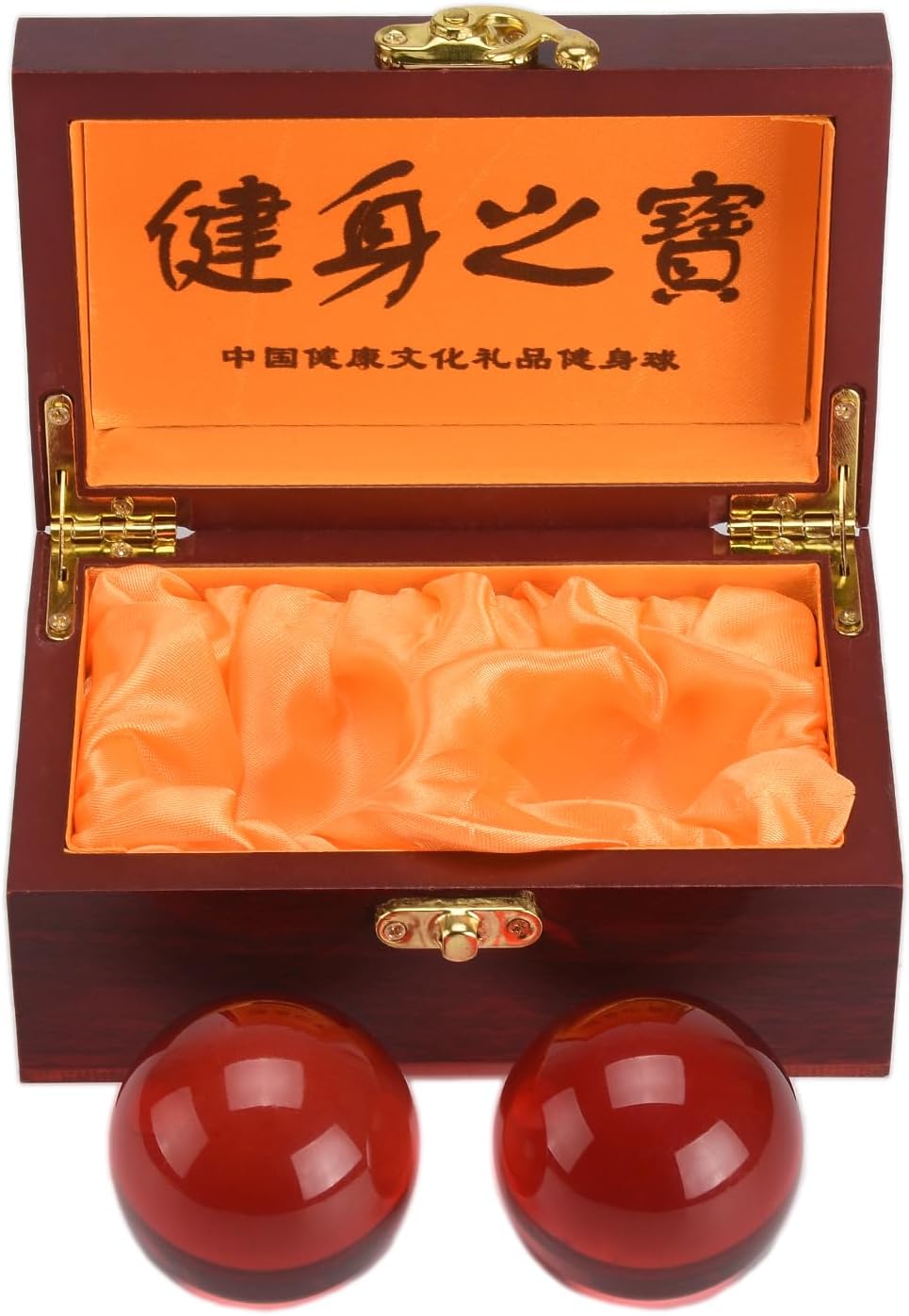 BRABUD 1.77'' Crystal Handballs Red Transparent Color Chinese Health Exercise Massage Balls Stress Relieve Desk Decor Collectible Gift with Box TQGJBS615