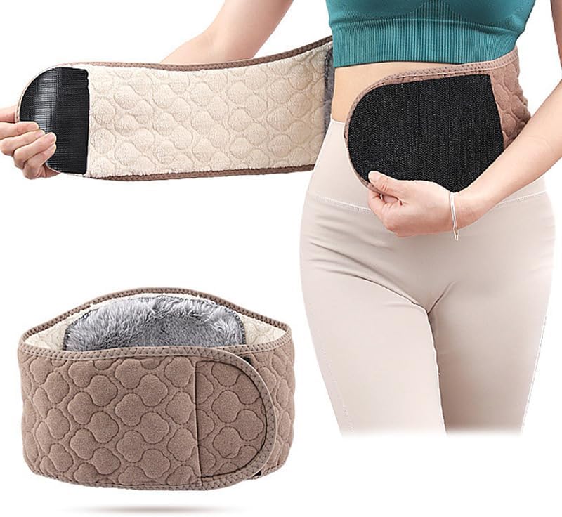 Warm Waist Belt, Men Women Winter Thicken Thermal Plush Waist Warmer Adjustable Lumbar Support Belt Abdominal Support Band