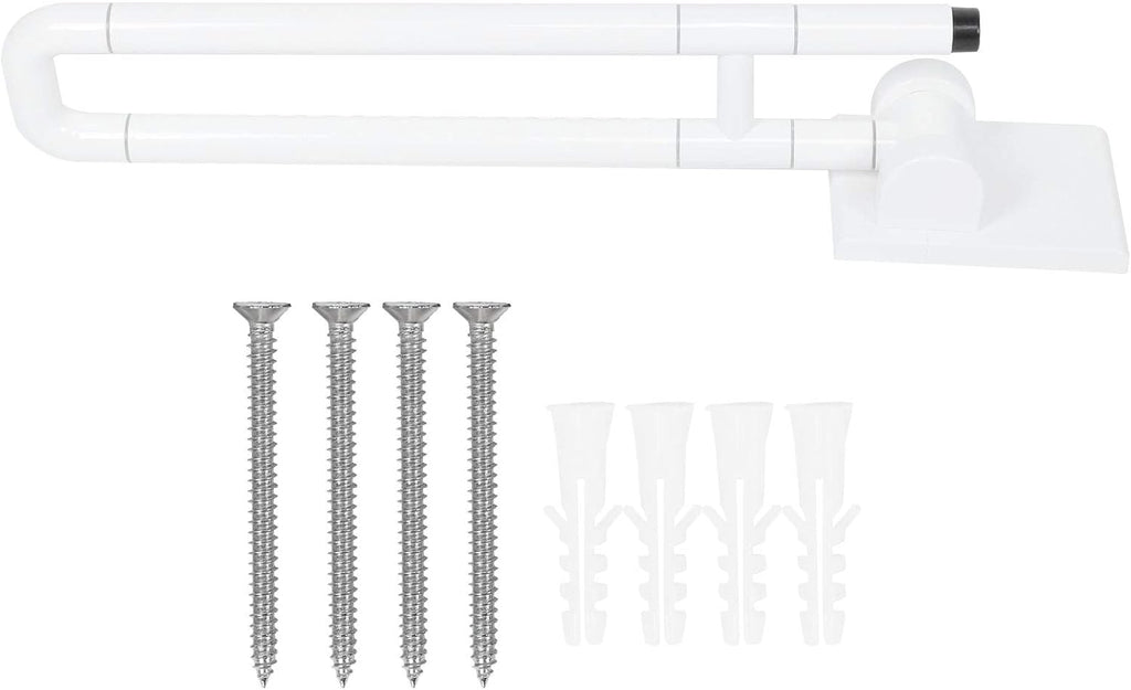Toilet Armrest,1Pc White Safety Handle,Stainless Steel Anti Slip Luminous Foldable Sturdy Rustproof for Elderly Disabled Pregnant Bathroom Barrier Free Accessory