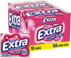 EXTRA Gum Classic Bubble Gum Sugar Free Chewing Gum Bulk Pack, 15 Stick (Pack of 10)