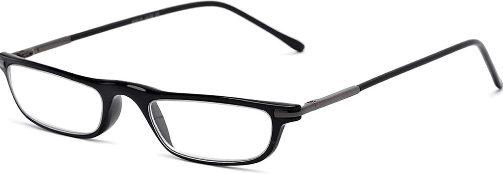 The Posh Reader Reading Glasses, Spring Hinge Metal Rectangle Frame for Men and Women + 3.25 Black