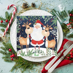 Anniversary House Tiflair Luxury Christmas Napkins, Santa & Funny Reindeer Design, Thick and Strong Paper Lunch Napkins 3 ply, Multi-Coloured PJ303550