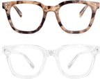 2Pack Reading Glasses for Men Women Blue Light Blocking with Spring Hinge, Blocking Readers Anti UV Ray Filter Eyeglasses(Amber Tortoiseshell/Transparent,2.0