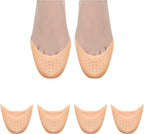 Silicone Toe Pouches 4 PCS-Silicone Gel Pads Toe Protectors Shoe Cap Protector Ballet Foot Protection with Breathable Hole for Ball of Foot Metatarsal Ballet Pointe Cap (2 Pairs Beige)