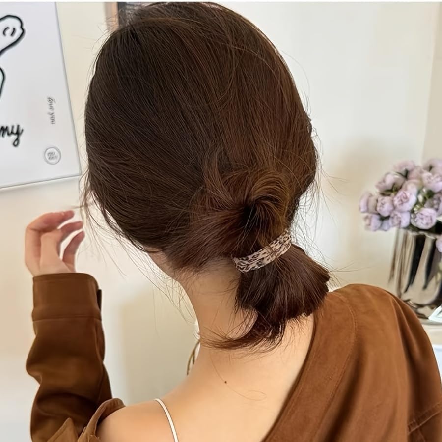 10pcs Women Leopard Print Elastic Hair Ties, High Stretchy No-Damage, Fashion Versatile Elegant Minimalist Hair Accessories For Daily, Casual, Party, Work, Travel, Hairstyle Decor