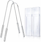 Tongue Scraper 2 Pack, 304 Stainless Steel Tongue Cleaner, Includes 2 Travel Cases, Helps Reduce Bad Breath, Metal Tongue Scraper for Oral Hygiene and Fresh Breath