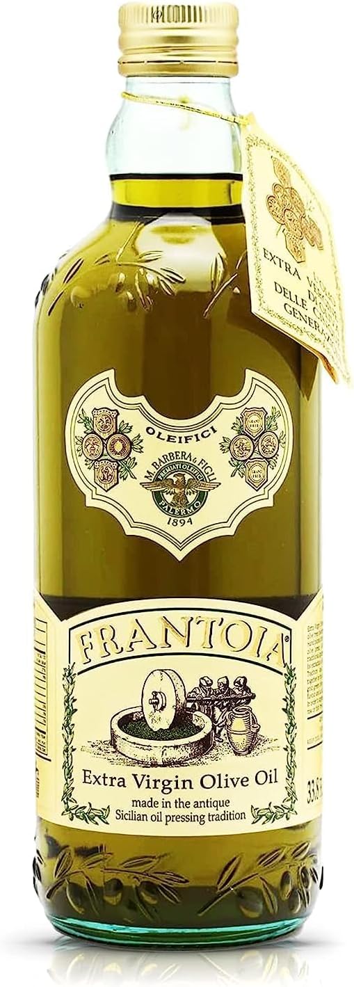 Frantoia Extra Virgin Olive Oil, 33.8 fl oz (1 Liter) – Award-Winning Sicilian EVOO Made from Biancolilla, Nocellara del Belice & Cerasuola Olives – Cold-Pressed within 24 Hours for Fresh, Fruity Flavor