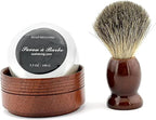 Pure Badger Hair Shaving Brush Natural Wood Mug Bowl Hand-Made Soap Barber Set
