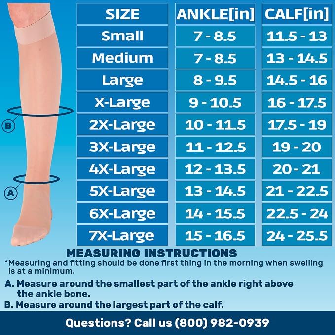 ABSOLUTE SUPPORT Made in USA - Sheer Compression Socks for Women 15-20 mmHg - Support Hose Knee High Stockings - A101