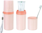 Mulbozy Travel Toothbrush Holder, Large Travel Toothbrush Cup Case, Portable Travel Toothbrush Toothpaste Makeup Storage for Business Trip Camping School - Pink