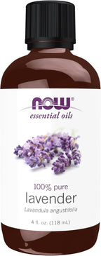 NOW Essential Oils, Lavender Oil, Soothing Aromatherapy Scent, Steam Distilled, 100% Pure, Vegan, Child Resistant Cap, 4-Ounce