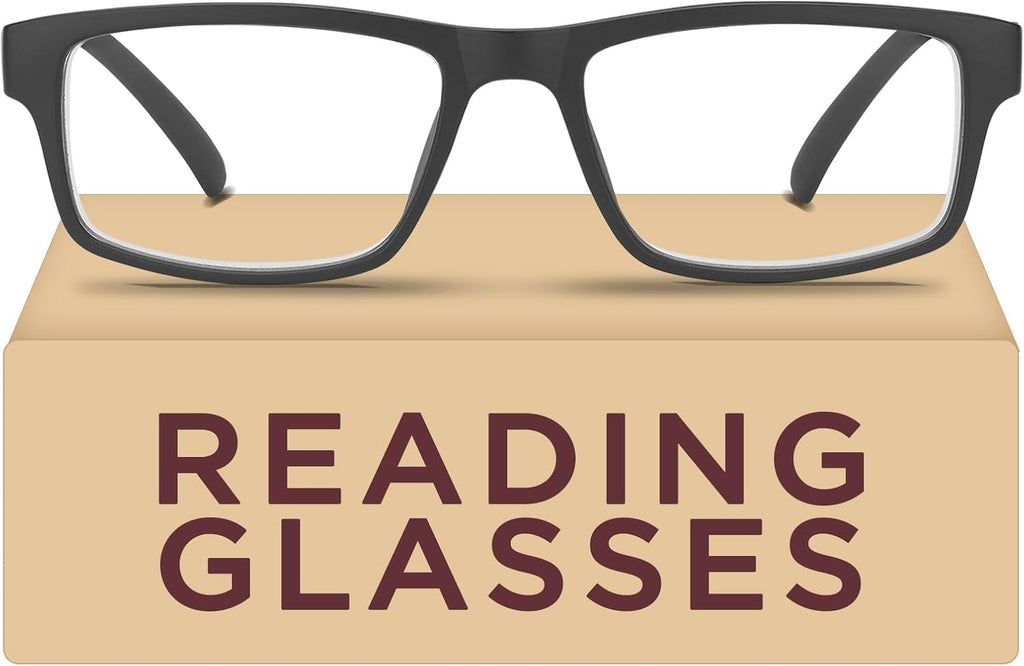 Reading Glasses, Sturdy Anti Glare Blue Light Blocking Glasses, Filter UV Ray/Glare Cheaters,Comfort Spring Hinges Eyeglasses,Computer Eye Glasses for Men and Women（Black 1.5）