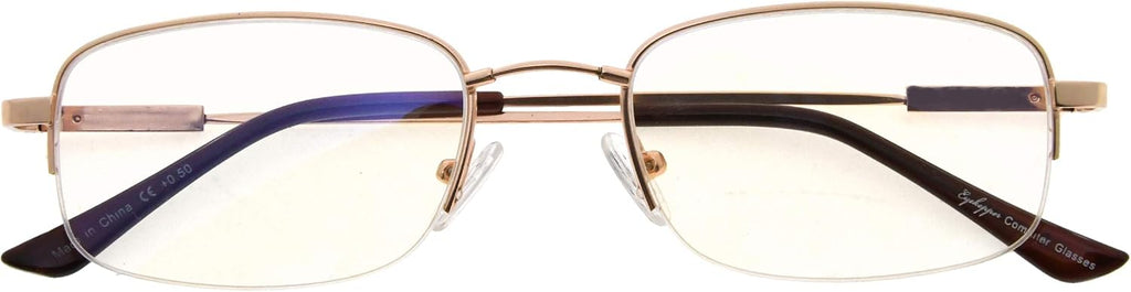 Computer Glasses Men Bendable Titanium Reading Eyeglasses Blue Light Filter