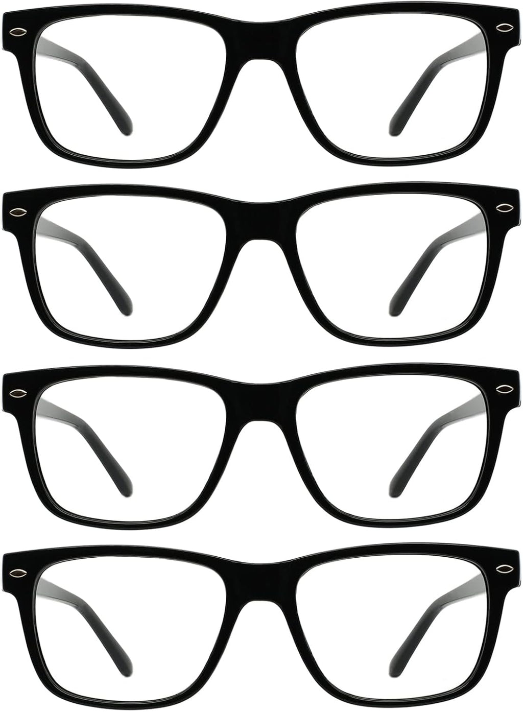 4 Pack Reading Glasses with Spring Hinges, Rectangle Readers for Women Men 1.0 1.25 1.5 1.75 2.0 to 4.0