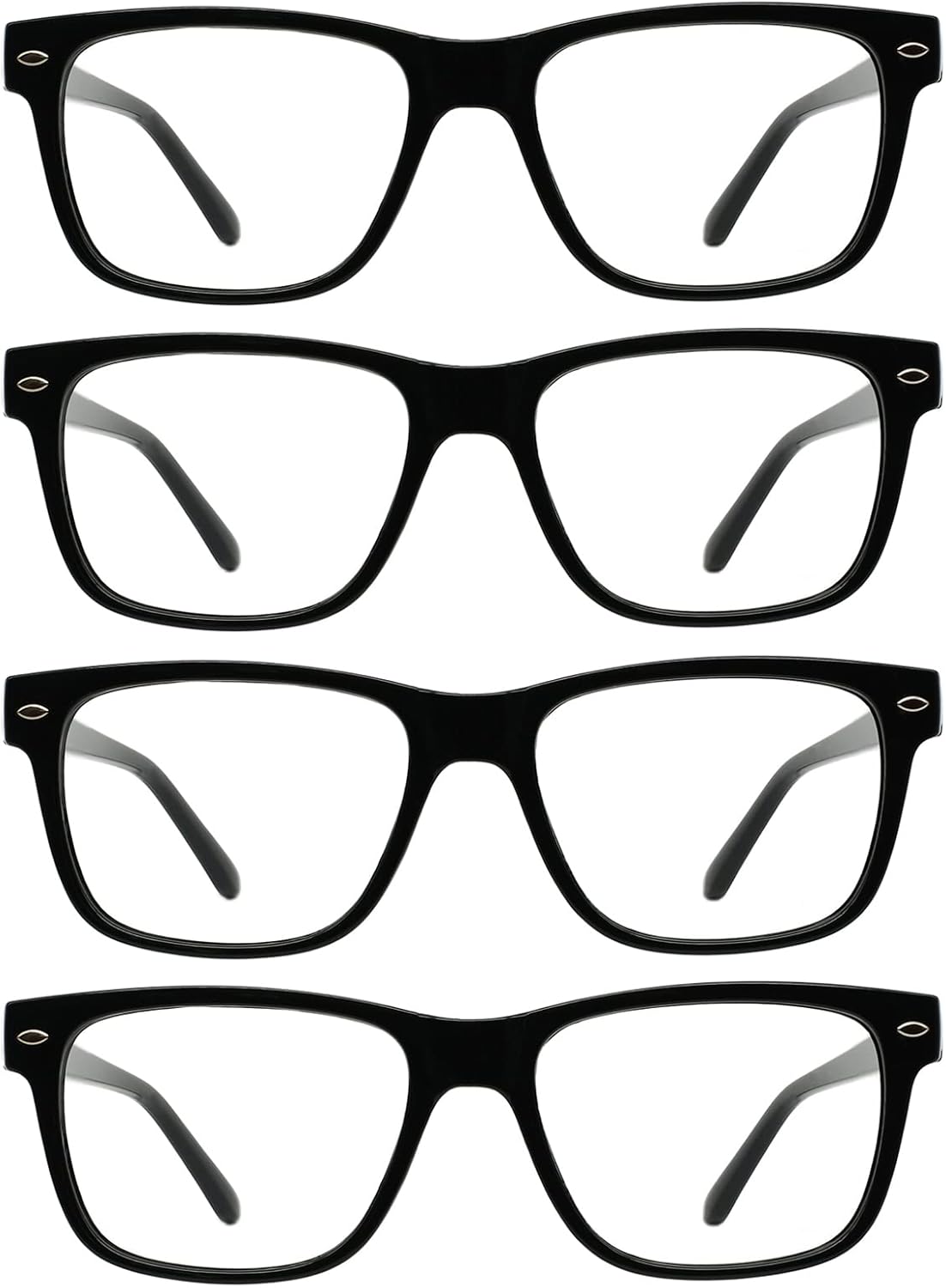 4 Pack Reading Glasses with Spring Hinges, Rectangle Readers for Women Men 1.0 1.25 1.5 1.75 2.0 to 4.0