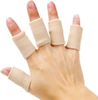 20 Pieces Finger Compression Sleeves Elastic Finger Protectors Thumb Splint Brace for Arthritis Pain Relief, Basketball Sport (Beige)