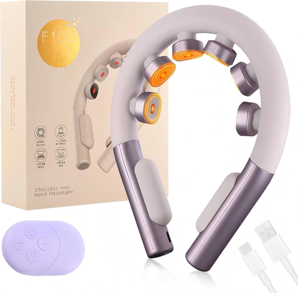 Neck Massager with Heat, Intelligent Neck Massager for Pain Relief Deep Tissue, Deep Tissue Relaxation Tool with 10 Modes & 15 Levels, Ideal Gift for Women & Men, 1 Count (Pack of 1)