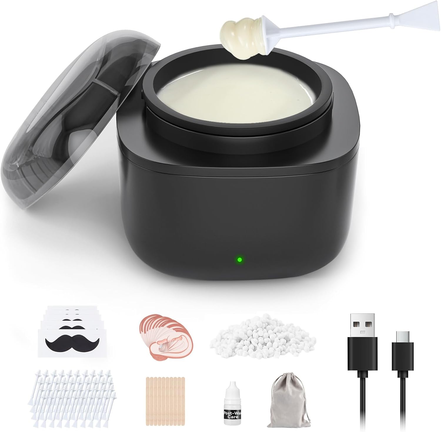 Nose Wax Kit Men, Nose Hair Waxing Kit with 158°F Smart Temp Control, 40 Sticks, 100g Wax, Painless Nose Hair Removal with USB-C Fast Heating, Upgraded Capacity, Multi-Accessories
