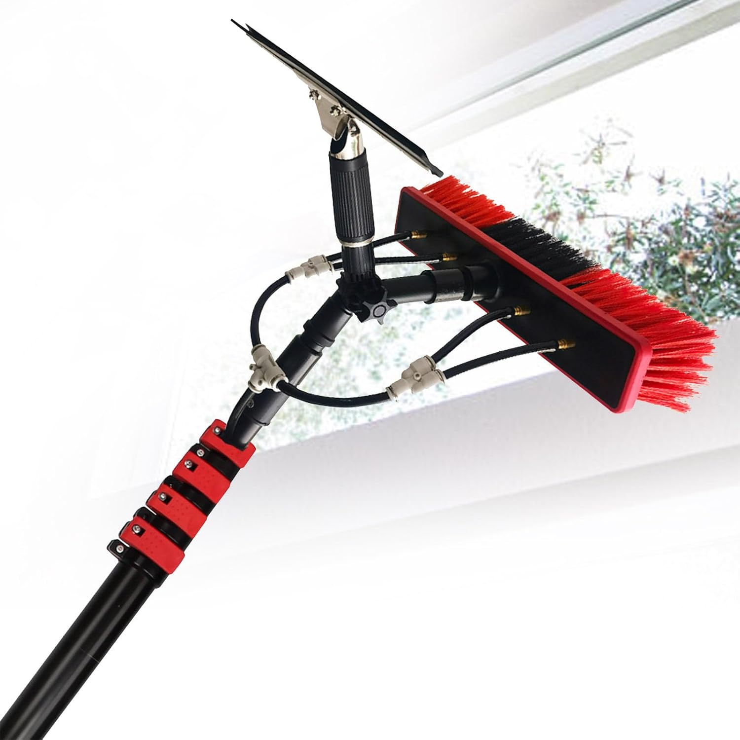 Water Fed Poles Kit with Squeegees, Window Cleaning Kit with Telescopic Rod, High Altitude Cleaning Telescopic Brush, Solar Panel Cleaning Brush,6m/20ft