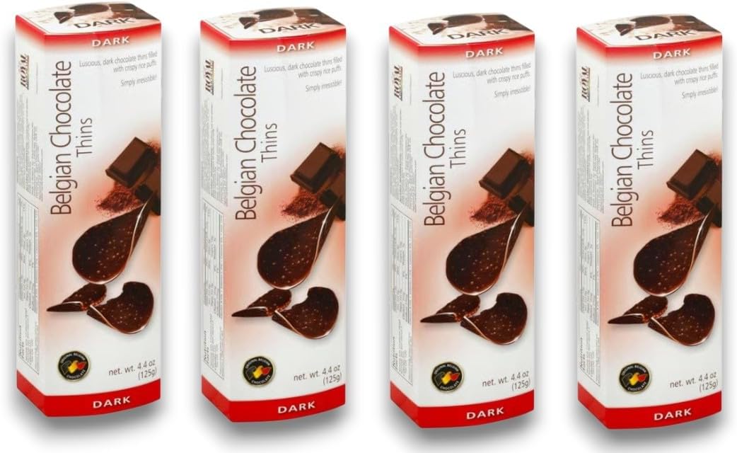 Royal Chocolates, Belgian Chocolate Thins, Dark, 4.4 Ounce