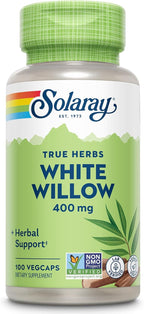 SOLARAY White Willow Bark Capsules 400 mg for Men & Women - Natural Herbal Supplement, White Willow Herb Caps for Wellness Support, Non GMO, Vegan - 100 Veg Caps