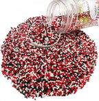 SE Si&Moos Nonpareil Sprinkles, 2mm Red White and Black Mini Edible Pearls Red and Black Sprinkles for Cake Decorating Halloween Cake Decorations Wedding Baby Shower Party Christmas Holiday Supplies 3.5 OZ