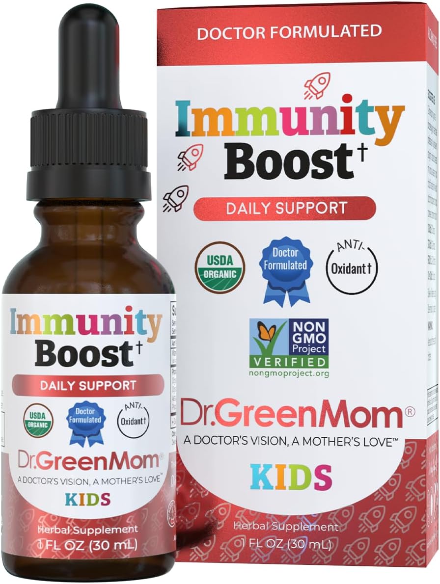 Dr. Green Mom Immunity Boost - Herbal Immune Support Supplement for Babies, Toddlers and Children - Liquid Drops with Organic Echinacea, Elderberry, Astragalus & Vitamin C