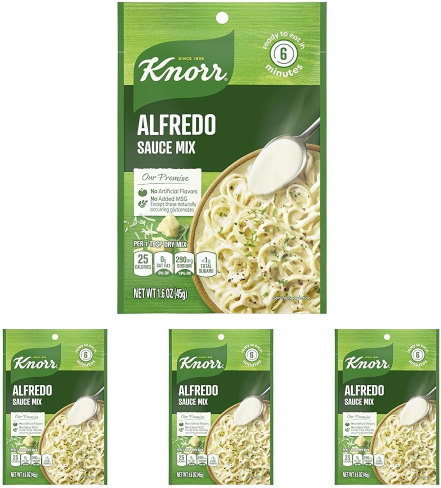 Knorr Sauce Mix Creamy Pasta Sauce For Simple Meals and Sides Alfredo Sauce No Artificial Flavors, No Added MSG 1.6 oz (Pack of 4)