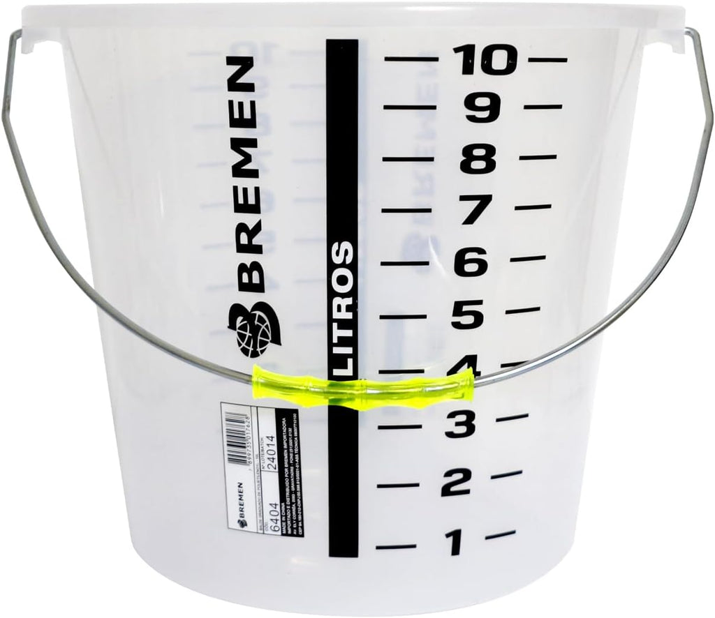 2.5 Gallon Graduated Bucket with Handle | Multipurpose Large Container, Heat & Chemical Resistant (-40°C to 200°C) for Industrial and Home Use（1 pack）