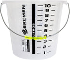 2.5 Gallon Graduated Bucket with Handle | Multipurpose Large Container, Heat & Chemical Resistant (-40°C to 200°C) for Industrial and Home Use（1 pack）