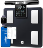 GE Smart Scale for Body Weight: 8-Electrode Body Pod Fat Monitor with Full Body Composition Analysis, Bluetooth App Sync, Large Handle Display, 400lb Capacity Bathroom Scale for Home & Gym, Black