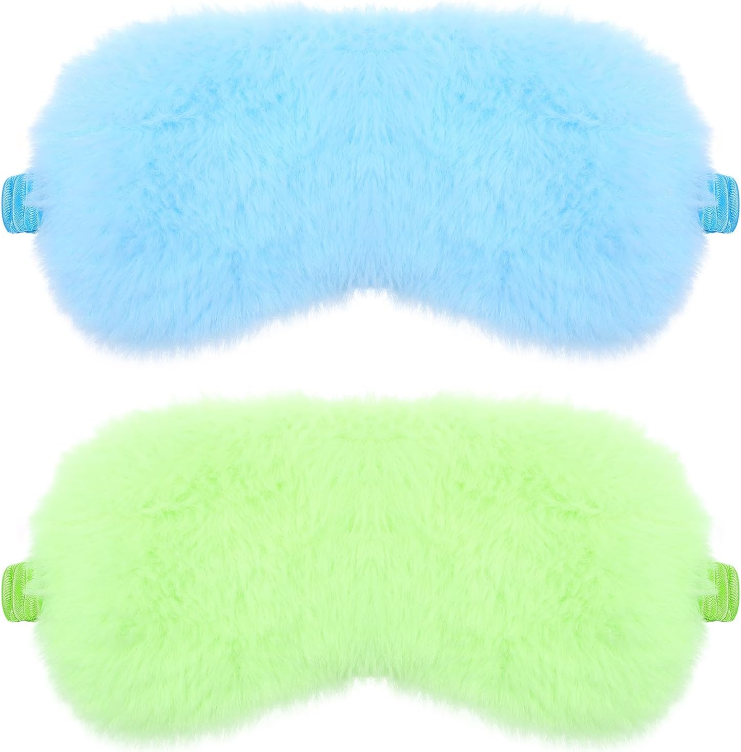 2 Pcs Plush Leopard Eye Mask Soft Sleeping Blindfold Eye Cover Comfortable Furry Faux Fur Sleeping Mask Satin Nap Night Eyeshade Cover for Women Men Gift (Green, Blue)
