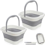 Hacaroa 2 Pack Collapsible Foot Soaking Tub with Massage Points, 15L (4 GL) Plastic Foot Spa Bath Basin Portable Pedicure Bowl with Handle, Folding Feet Tube Bucket for Bathroom, RV, Camping
