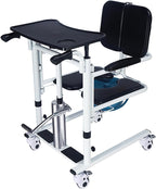 Hydraulic Patient Lift Chair for Home Use, Patient Transfer Chair Height Adjustment/180° Split Seat/Universal Wheel, Bathroom Wheelchairs with Soft Cushion and Bedpan,B