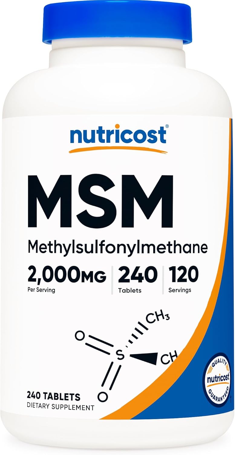 Nutricost MSM Tablets (Methylsulfonylmethane) 2000mg Per Serving, 120 Servings, 240 Tablets - Non-GMO and Gluten Free