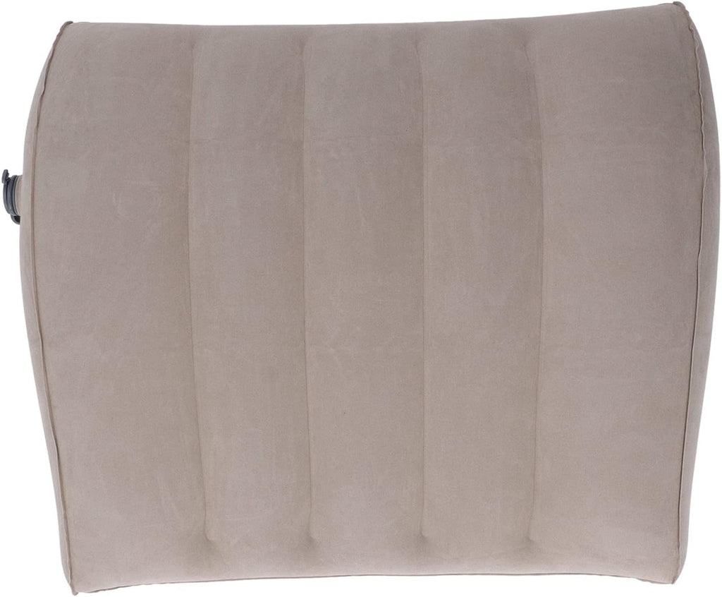 Flocking Inflatable Lumbar Pillow, Portable Inflatable Lumbar Support Pillow for Car Office Travel Gray with PVC Storage Bag
