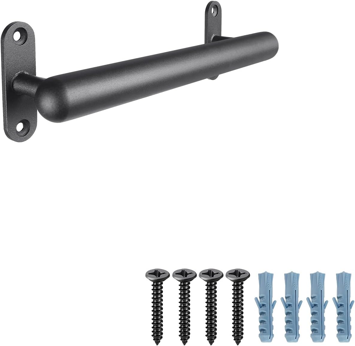Dolibest 16 Inch Wall Mount Metal Handrail, Staircase Step Handrail, Non-Slip Safety Grab Handle, Barrier-Free Staircase Grab Bar for Elderly, Indoor & Outdoor Use, 1.3 Inch Round (Black)