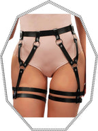 Maeaccx Leather Garter Waist Belt, Black Punk Goth Rave Harness, Adjustable Festival Fashion Accessories