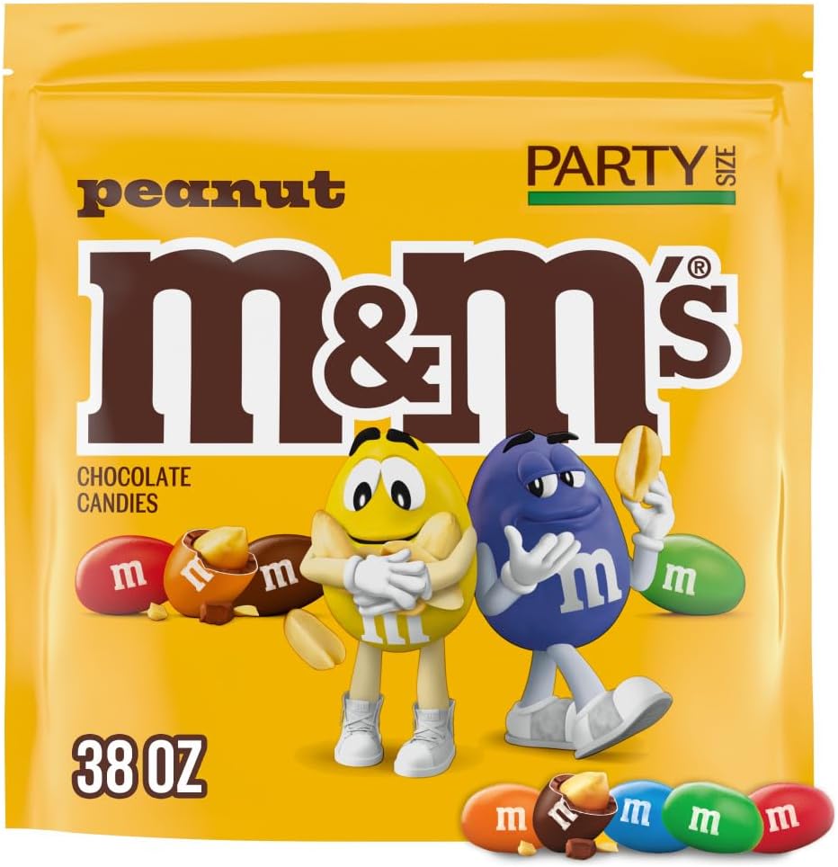 M&M'S Peanut Milk Chocolate Candy Bulk Pack, Party Size, 38 oz Bag