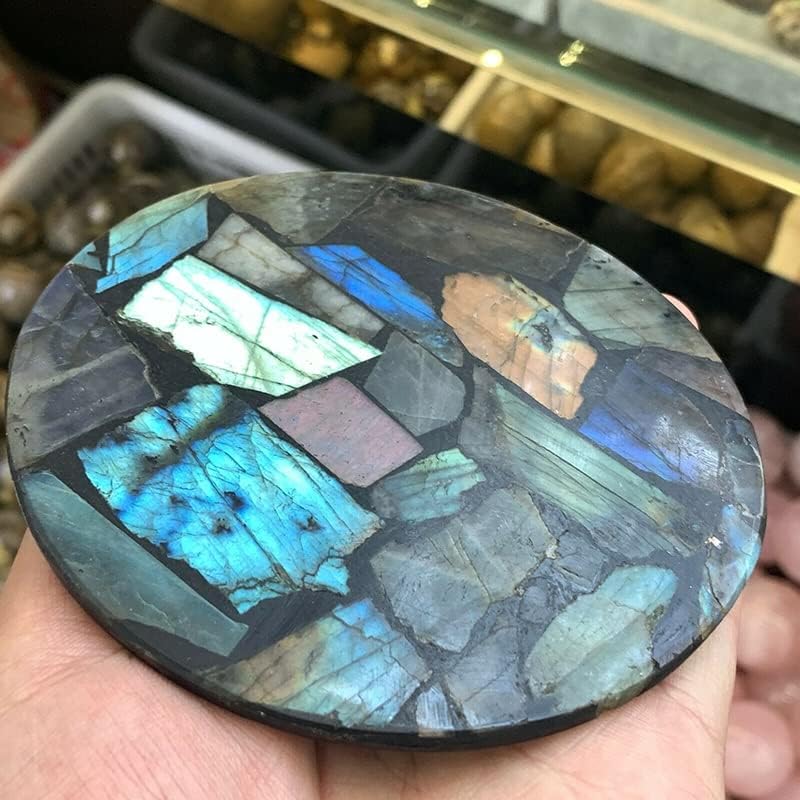 Crystal Stone 10-12cm Natural Labradorite Disc Quartz Crystal Mineral Presents