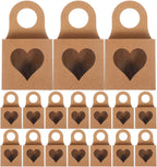 BESTonZON 25 PCS Kraft Paper Wine Bottle Boxes with Window, Hanging Gift Candy Container for Wine, Foldable Favor Boxes for Candy, Chocolate, and Cookies, Ideal for Weddings and Parties