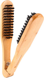 Hair Straightening Comb Brush, Double Sided Hair Brush Wooden Anti Static Straightening Comb Professional Hairdressing Comb Hair Straightener Clamp Hair Styling Tool for DI