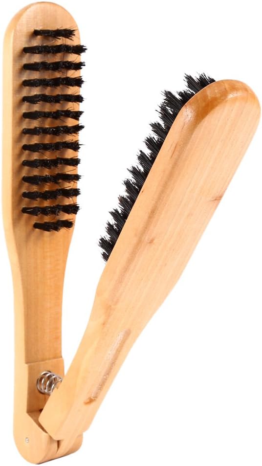Hair Straightening Comb Brush, Double Sided Hair Brush Wooden Anti Static Straightening Comb Professional Hairdressing Comb Hair Straightener Clamp Hair Styling Tool for DI