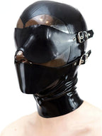Full Face Cover Mask with Mouth and Eye Patch, Sex Latex Hood Mask with Zipper for Party, Cosplay